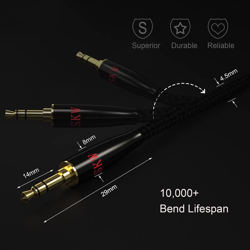 SKW Aux Cable for Car(Hi-Fi Sound),3.5 mm Stereo Audio Cable, 1/8â€³ Headphone Jack Cord for Home Stereo, iPhone, iPod, IPad, Echo Dot, Sony & More 3.2(1m) - Image 5
